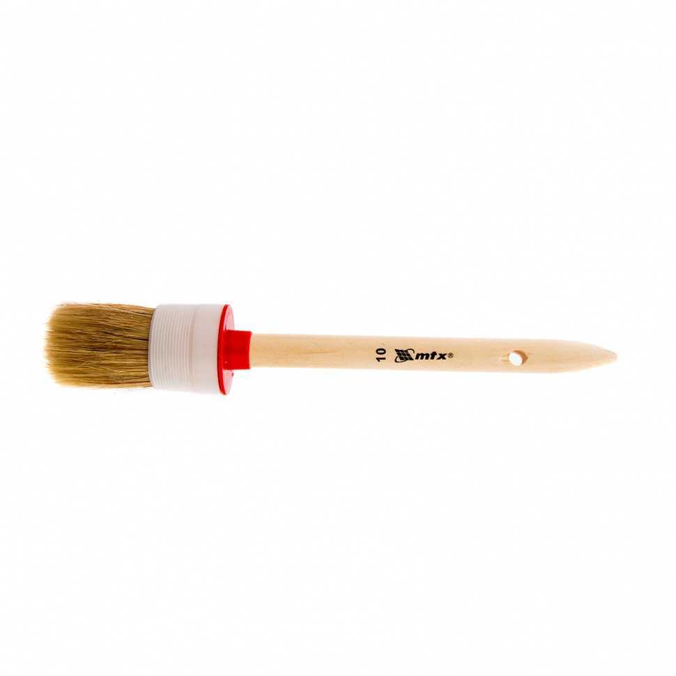 Кисть круглая №10 (40 мм), натуральная щетина, деревянная ручка MTX Кисти круглые фото, изображение