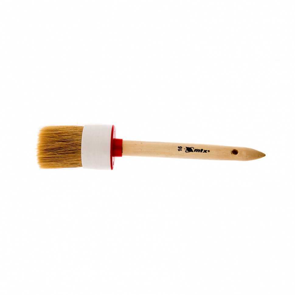 Кисть круглая №16 (55 мм), натуральная щетина, деревянная ручка MTX Кисти круглые фото, изображение